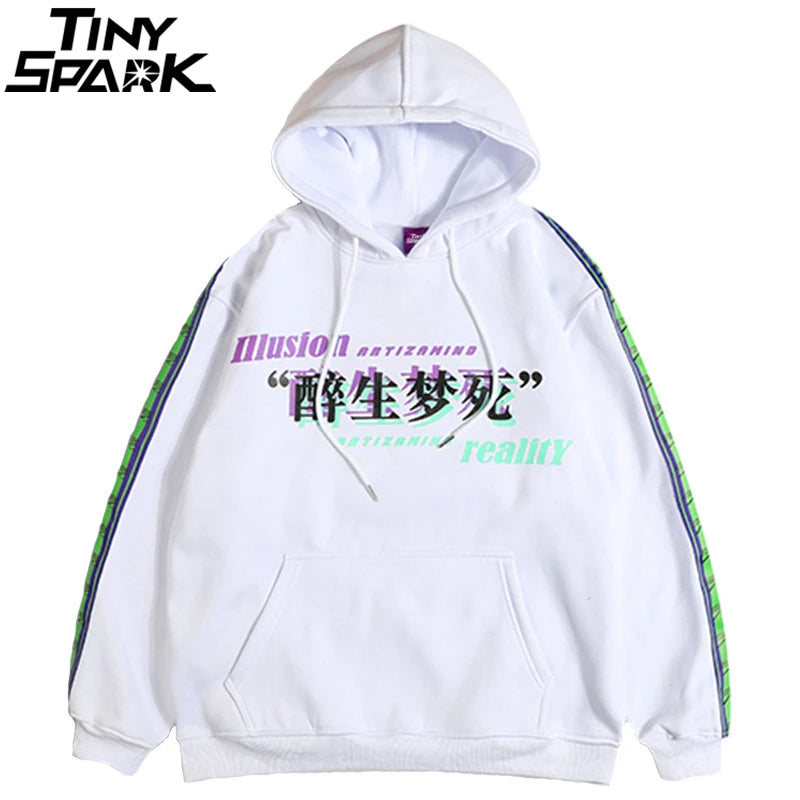 Men Hip Hop Hoodie Drunk Illusion Casual Black Hooded Pullover