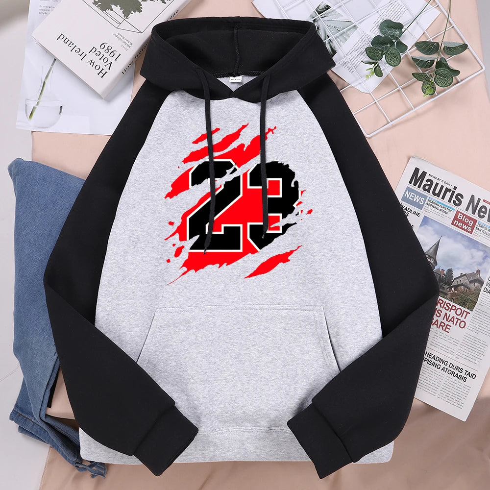 Letter 23 Men Raglan Hoodie Sweatshirts Autumn Winter Casual Hoodies Men Streetwear Homme Hoody Mens Sweatshirt Harajuku