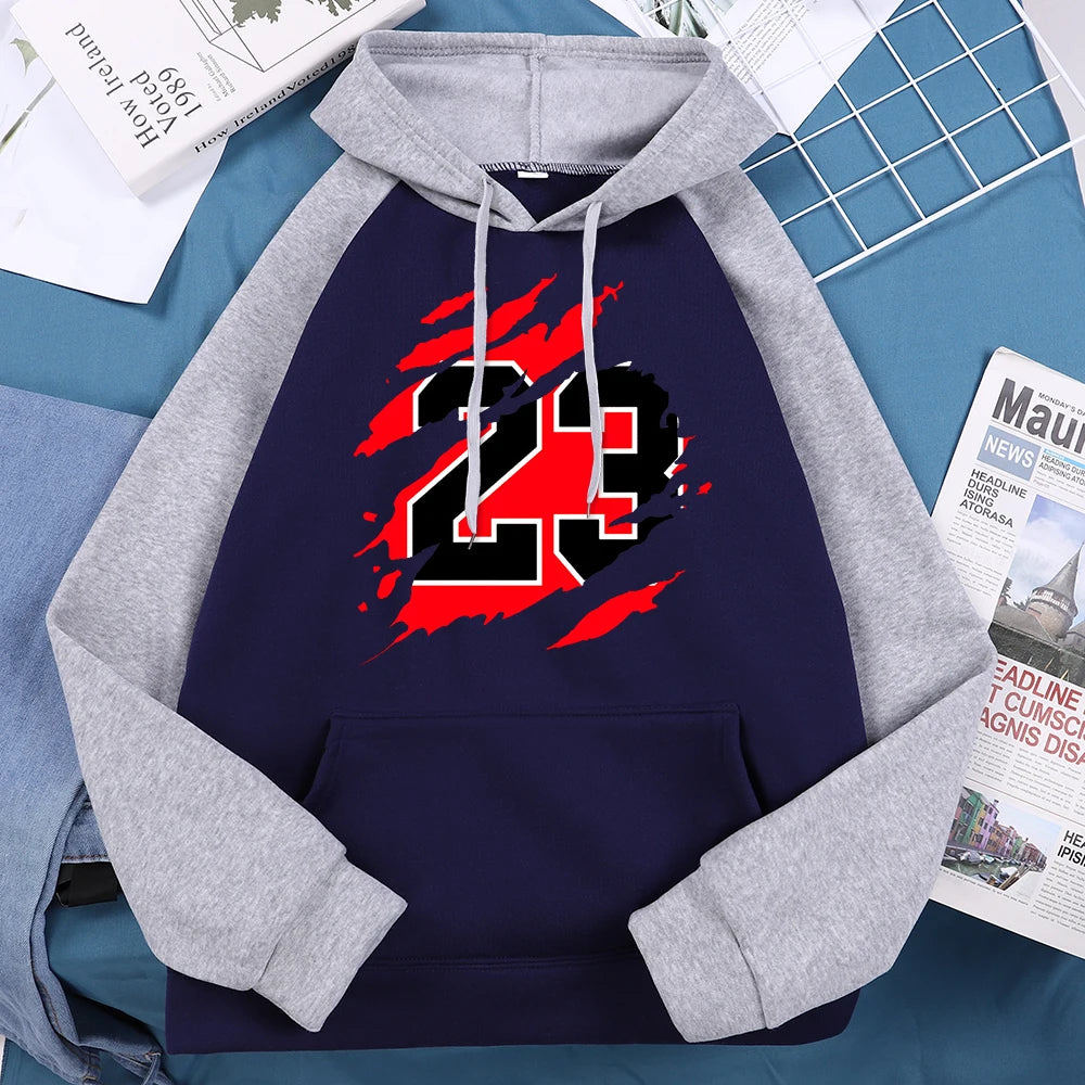 Letter 23 Men Raglan Hoodie Sweatshirts Autumn Winter Casual Hoodies Men Streetwear Homme Hoody Mens Sweatshirt Harajuku